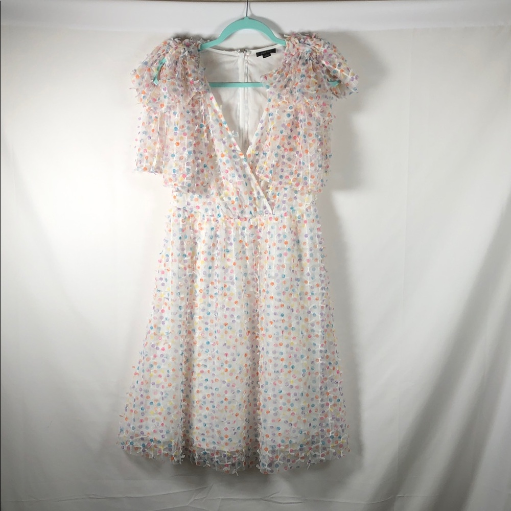 HALOGEN x Atlantic Pacific Bow Shoulder‎ Textured Dot DRESS SIZE 2